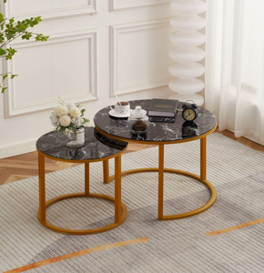Modern Marble Top Coffee <strong>Table</strong> Simple White Metal Stone Gold Luxury <strong>Nesting</strong> <strong>Center</strong> <strong>Table</strong> Set Living Room Kitchen Home - Product Image 4