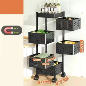 Support de stockage de légumes rotatif en acier au carbone pour cuisine support d'angle multicouche support de stockage de panier de légumes avec rouleaux - Product Image 2