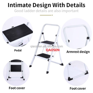 2/3/4/5 Bước Hiện Đại Gấp Thang Thép Màu Trắng Ống Vuông Lan Can Mở rộng Cao Su Treads An Toàn Nhà Văn Phòng Căn Hộ - Product Image 2