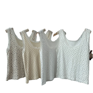 Vêtements pour femmes Brandy BM Camisole en tricot sans bretelles 100% coton à dentelle florale courte, style club sexy, été, élégant, séchage rapide - Product Image 1