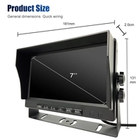 Layar IPS 7 Inci AHD Quad Monitor Layar Terpisah 4ch Video in untuk Kamera 1080P 720P CVBS Kompatibel Truk Bus Karavan