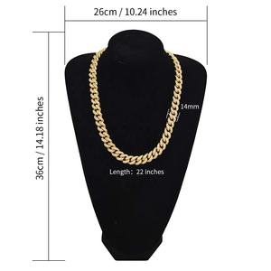 OUGEPHELI 14mm Hip Hop Iced Out CZ Zircon <span class=keywords><strong>Collar</strong></span> De Cadena Cubana Eslabones Cubano <span class=keywords><strong>Collar</strong></span> Miami Cuban Link Chain para hombres y mujeres - Product Image 6