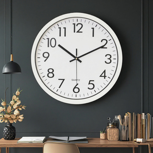 Promotion 12 pouces moderne classique Quartz horloge murale simple face <span class=keywords><strong>numérique</strong></span> personnalisé cadre noir <span class=keywords><strong>cadran</strong></span> blanc conception silencieuse pour la maison - Product Image 5