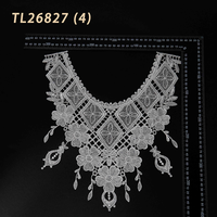 Applique de col en dentelle soluble dans l'eau ornée de sequins en polyester pour robes Abaya et robes de soirée