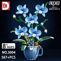 DK 3004 3005 NOUVEAU Blocs de construction pour filles, thème Tasse de café bleue et Orchidée, avec petites particules, jouet de décoration végétale à assembler pour enfants