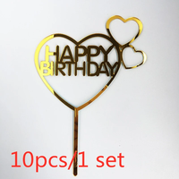 10 amour joyeux anniversaire gâteau décoration or acrylique enfants gâteau décoration mariage fête gâteau décoration bébé douche