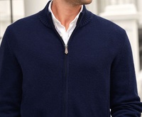 100% cachemire hommes col haut couleur unie automne vêtements de plein air Cardigan pull conception personnalisée