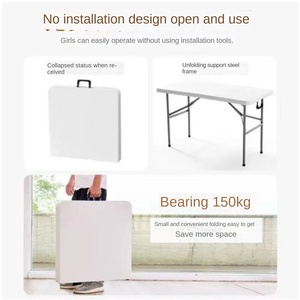 Ensemble de <span class=keywords><strong>table</strong></span> et de chaises pliantes d'extérieur modernes, cadre en fer portable, construction en plastique durable pour 2 à 4 personnes - Product Image 3