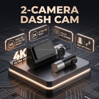 Caméra embarquée 4K double objectif avant et arrière, écran tactile IPS 2,46 pouces, WiFi, GPS, IA, ADAS, BSD, vision nocturne, enregistreur vidéo de voiture