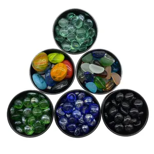 Bulk Landscape Glass Flat Beads Mix Color Yuhua Pebble Stone Embedded Tile Wall Floor Decorative Garden Pebbles Polished Stones