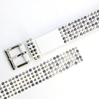 Boucle de ceinture en cuir clouté blanc avec clous foncés brillants mats Rock Street 7 trous Ceinture Punk