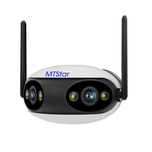 8MP Wifi 180超广角双镜头闭路电视户外防水人工智能人形检测ICsee应用安全摄像头