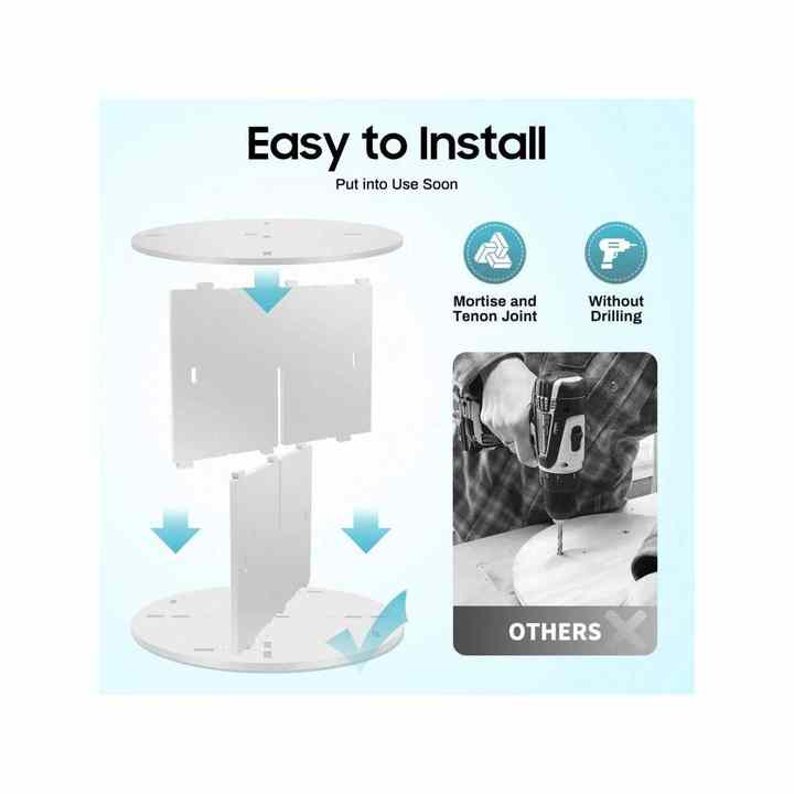 360° Rotating 2-Tier Bookshelf Multi-Functional Floor Standing Bookcase Organizer Storage Display Free-Standing Bookshelves Rack