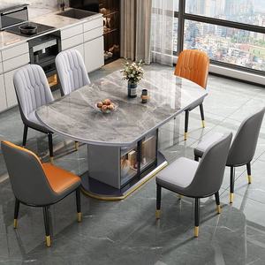 <span class=keywords><strong>Table</strong></span> à manger <span class=keywords><strong>de</strong></span> luxe moderne avec plateau en marbre et structure en bois, forme carrée ou ronde, BTDT002, pour la maison ou le restaurant - Product Image 3