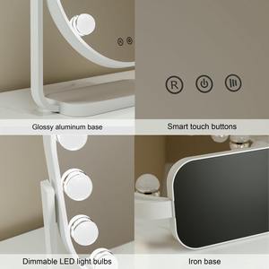 Vô cấp thay đổi độ sáng bán buôn có thể điều chỉnh LED bóng đèn màn hình cảm ứng Vanity Tabletop hình bầu dục trang điểm gương với đèn - Product Image 5