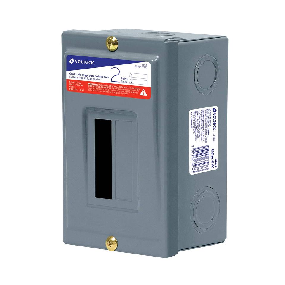 Volteck CCS-2 Surface-Mounted Load Center 2-Pole Aluminium Metal Distribution Board 100/200V 240V 200A Busbar Breaker Output