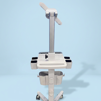 Chariot médical moderne pour iPad et échographe, avec design réglable en hauteur et 4 roulettes