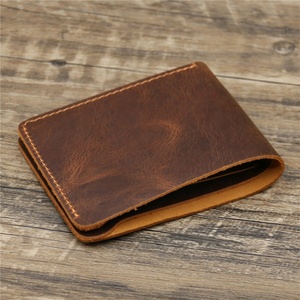 Factory Crazy Horse Leather Custom Vintage <b>Slim</b> Wallet Men Wallet Genuine Leather Wallet <b>Card</b> <b>Holder</b> - Product Image 2
