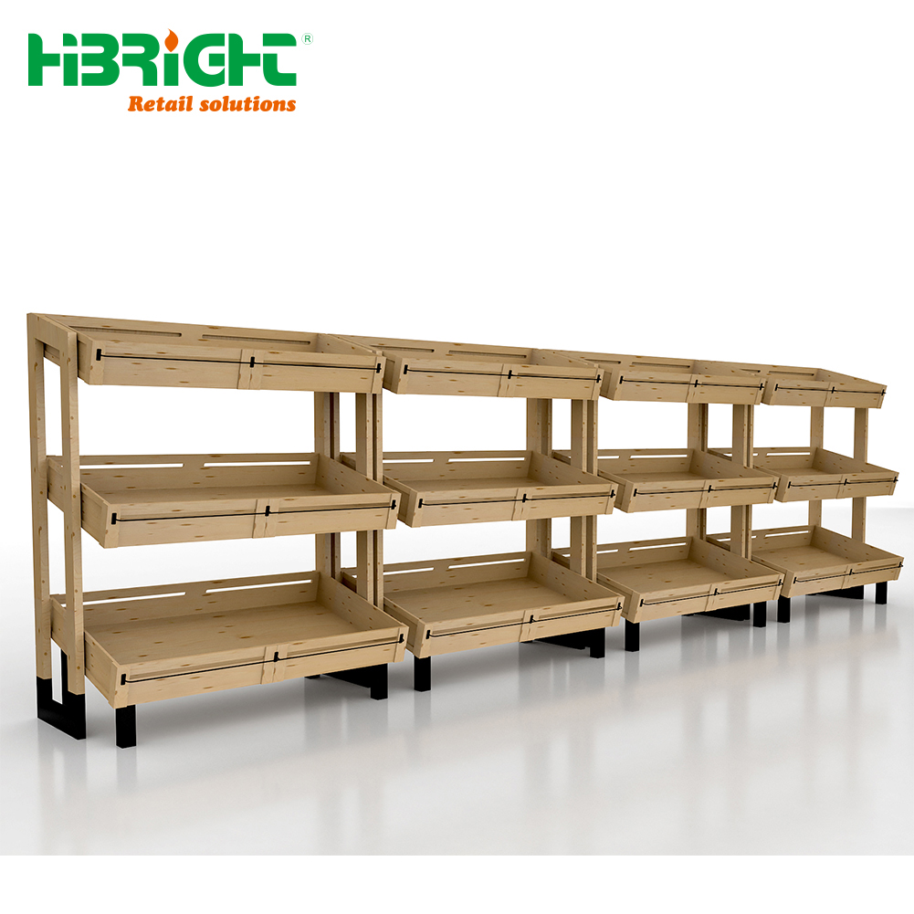 Single Sided Upright Vegetable and Fruit Display Shelves for