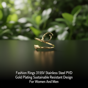 แหวนแฟชั่น สแตนเลสสตีล 316L ชุบทอง PVD ดีไซน์ทนทาน ใช้งานได้ยาวนาน สำหรับผู้หญิงและผู้ชาย - Product Image 3