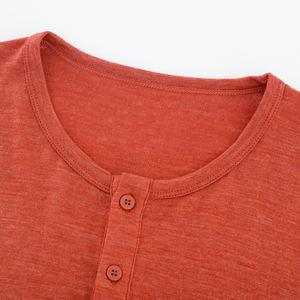 Camiseta Henley de Manga Corta para Hombre, de Lana Merino, Ecológica, Suave, Antiolor, con Serigrafía en Blanco, 180 g/m² - Product Image 3