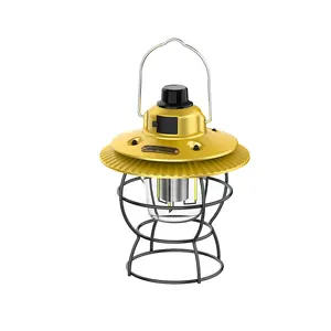 Waterproof outdoor camping essentials portable Atmosphere lamp USB rechargeable light source retro lantern camping led lamp