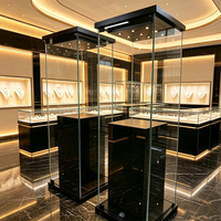 Vitrine de luxe en marbre pour bijoux, éclairée par LED, présentoir en verre et marbre de luxe