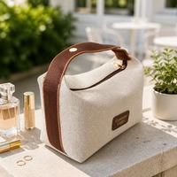 Sac de Maquillage en Toile OEM ODM en Gros pour Femmes, Grande Capacité, Trousse de Toilette de Voyage, Étui à Main avec Poignée Souple Premium