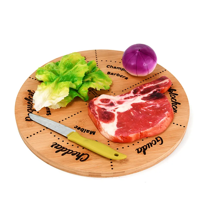 Non-slip Kitchen Accessories Big Wooden Shaped Bamboo Cutting Board For Vegetables Meat Fruits Tools