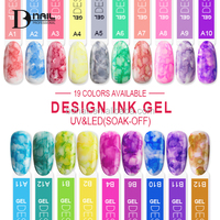 Vernis Gel BD Design Effet Encre 20 Couleurs pour Nail Art – Peinture Gel UV Effet Fleurissement pour Ongles