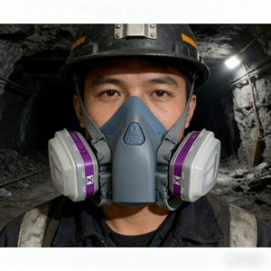 Máscara Respiratoria de Silicona 7502, Antigás, Media Cara, <span class=keywords><strong>con</strong></span> Doble <span class=keywords><strong>Filtro</strong></span> - Product Image 3