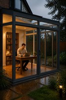 Véranda en aluminium, bureau à domicile, pièce en verre, chauffage au sol électrique, résistant à la pluie, taille personnalisée, revêtement en poudre, design inspiré de la nature