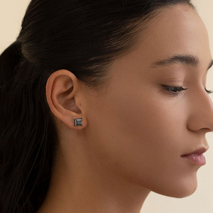 Boucles d'oreilles clous en argent S925 avec moissanite noire taille princesse, diamant de laboratoire, bijoux cadeau pour hommes et femmes, VVS GRA 2.0CT, livraison gratuite - Product Image 5