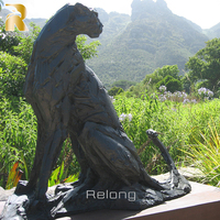 Sculpture personnalisée de léopard en bronze de taille réelle pour l'extérieur en métal