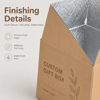 Individuell Bedruckte Aluminiumfolie Thermisch Isolierte Wellpappkartons, Öko-Faltbare Kraftpapier-Boxen für Frischlebensmittel Kühlketten-Verpackung