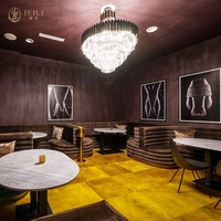 Mobilier de restaurant moderne en bois et cuir, banquette de salon, table et chaise pour café commercial, idéal pour projets hôteliers
