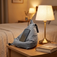 Oreiller de lecture triangulaire portable et fonctionnel avec support de téléphone personnalisé pour les lecteurs, support pour tablette et iPad, oreiller de lecture
