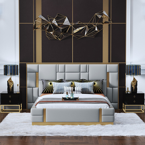 Mobili di lusso <span class=keywords><strong>letto</strong></span> King Size per camera da <span class=keywords><strong>letto</strong></span> testiera in pelle stile francese <span class=keywords><strong>letto</strong></span> matrimoniale - Product Image 2