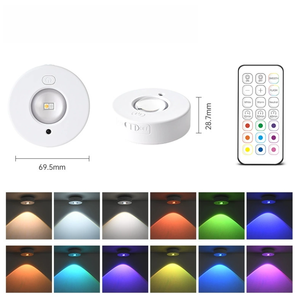 Xách tay có thể sạc lại RGB & 3 màu sắc Puck ánh sáng với điều khiển từ xa có thể sạc lại tủ ánh sáng trang trí nội thất không dây dẫn ánh sáng kệ - Product Image 5