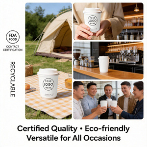 Personalizzabile doppia parete usa e getta tazza di caffè di carta <span class=keywords><strong>con</strong></span> coperchio eco-friendly e senza terra colori personalizzati per il campeggio - Product Image 4