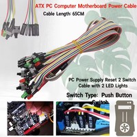 Cable de Alimentación para Placa Base de PC ATX de 65CM, Interruptor de Botón de Reinicio y Encendido/Apagado ATX con Luz LED, Cable para Bisel Frontal de Caja ATX