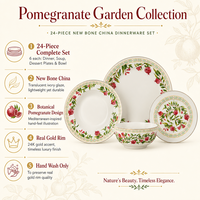 Ensemble de vaisselle en céramique et porcelaine de luxe écologique portable de 24 pièces avec bordure métallique plaquée or