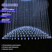 Lustre LED personnalisé en fibre optique PMMA à facettes en cristal pour hall d'hôtel, idéal pour les complexes hôteliers cinq étoiles