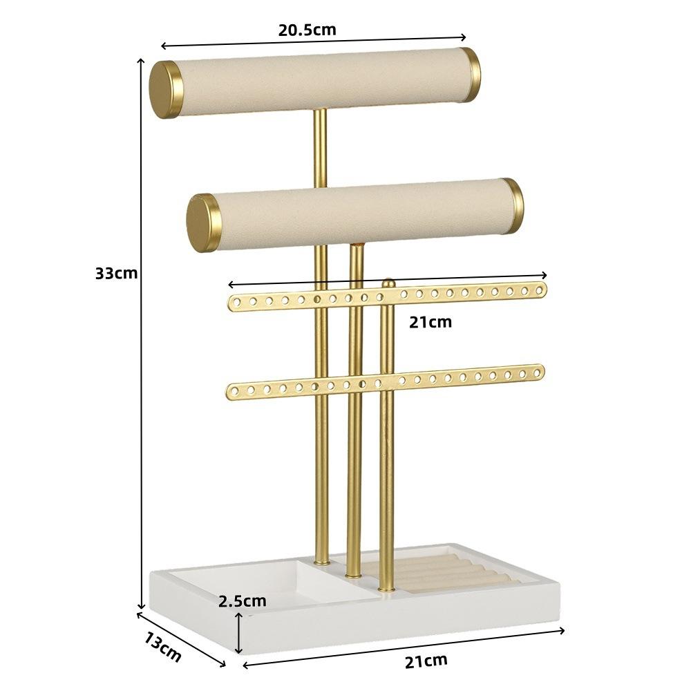 Double t flannel jewelry rack gold