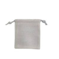 Pochette à cordon floquée grise anti-poussière avec logo personnalisé au toucher doux pour écouteurs, rangement de bijoux et clé USB