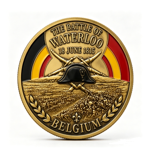 Pièce de monnaie commémorative de la bataille de Waterloo 1815, en alliage de zinc, imitation émail, souvenir circulaire traditionnel, Belgique - Product Image 1