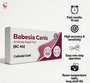 Kit de test rapide vétérinaire Babesia Canis Ab pour la détection des maladies transmises par les tiques chez le chien, test d'anticorps de la babésiose canine sur sang/sérum/plasma, carte de test en 10 minutes - Product Image 1
