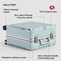 Walktrip Valise moderne de 18 pouces Valise à roulettes PC Valise rigide Bagages Petite valise d'embarquement Ensemble, Noir