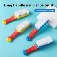 Brosse de nettoyage de chaussures Nano avec poils ultra-doux et rigides, manche en plastique, élimination des taches - Usage domestique