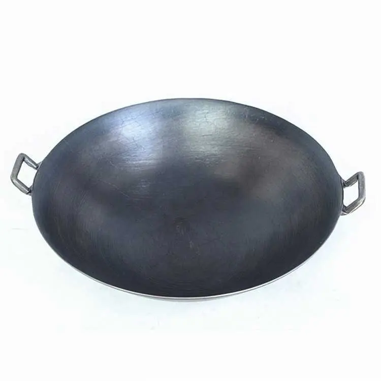 Double ear cast iron wok cooking pot no coating non stick classical camping outdoor Chinese Gas Cooker Cookware wok pan 27*7cm